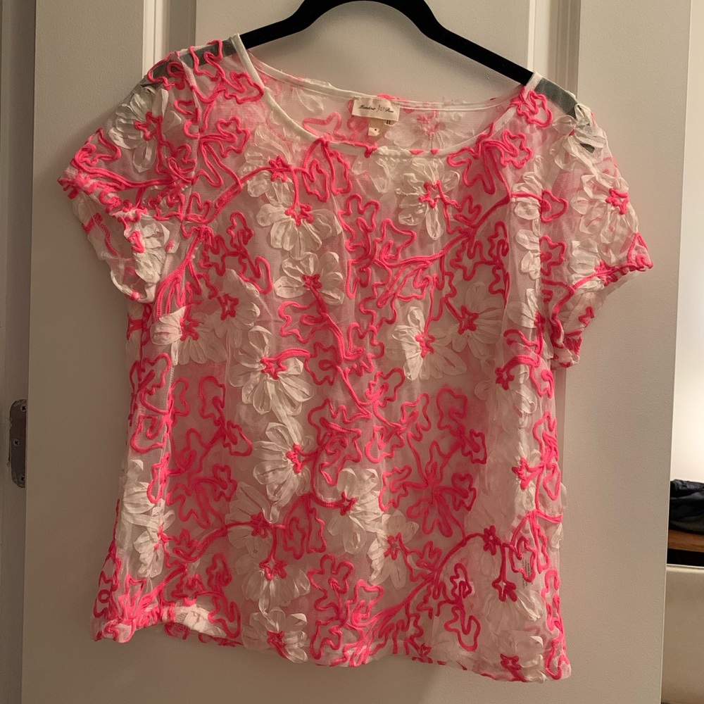 Anthropologie sheer floral top